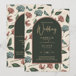 LeahG Emerald Grönt Terracotta Guld FALL Wedding Inbjudningar