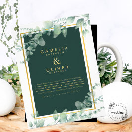 LeahG Eucalyptus Greenery Guld BRÖLLOP QR CODE