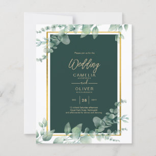 LeahG Eucalyptus Greenery Guld BRÖLLOP QR CODE