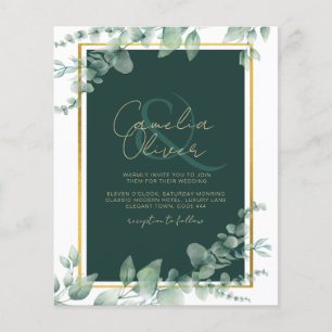 LeahG Eucalyptus Greenery Guld BRÖLLOP QR CODE Flygblad