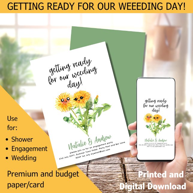 LeahG Funny Cute Summer Möhippa Dandelions Inbjudningar (Skapare uppladdad)