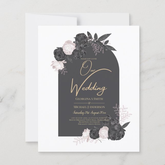 LeahG Grått Rosa ros Modern Fall Winter Wedding (Framsida)