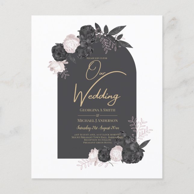 LeahG Grått Rosa ros Modern Fall Winter Wedding (Framsida)