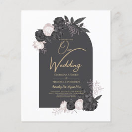 LeahG Grått Rosa ros Modern Fall Winter Wedding Flygblad