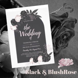 LeahG Grått Rosa ros Modern Fall Winter Wedding Flygblad
