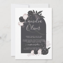 LeahG Grått Rosa ros Modern Fall Winter Wedding Inbjudningar
