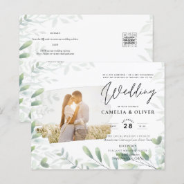 LeahG Greenery Löv PHOTO OVERLAY Wedbjudande