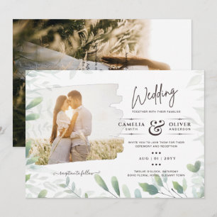 LeahG Greenery Löv PHOTO OVERLAY Wedbjudande Inbjudningar