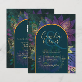 LeahG Grön Lila Guld JEWEL TONES Bröllops INVITATI