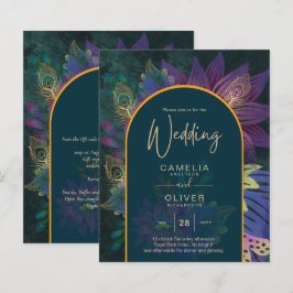 LeahG Grön Lila Guld JEWEL TONES Bröllops INVITATI