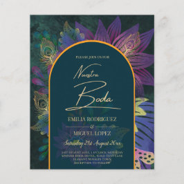 LeahG Grön Lila Guld JEWEL TONES Bröllops INVITATI Flygblad