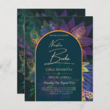 LeahG Grönt Lila Guld JEWEL TONES Wedding INVITE