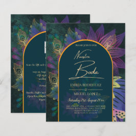 LeahG Grönt Lila Guld JEWEL TONES Wedding INVITE