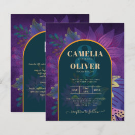 LeahG Grönt Lila Guld JEWEL TONES Wedding INVITE