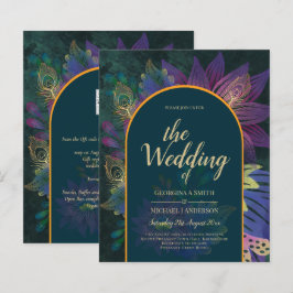 LeahG Grönt Lila Guld JEWEL TONES Wedding INVITE