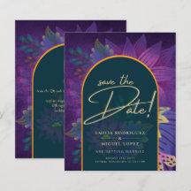 LeahG Grönt Lila Guld JEWEL TONES Wedding INVITE
