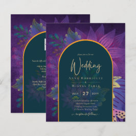 LeahG Grönt Lila Guld JEWEL TONES Wedding INVITE