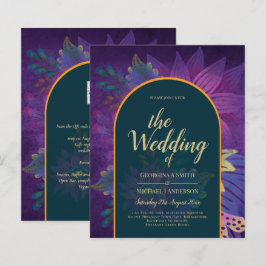 LeahG Grönt Lila Guld JEWEL TONES Wedding INVITE