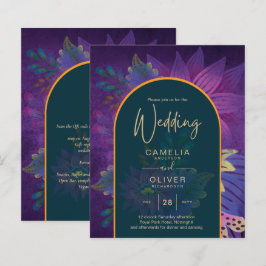 LeahG Grönt Lila Guld JEWEL TONES Wedding INVITE