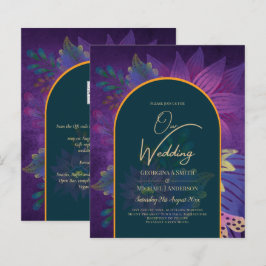 LeahG Grönt Lila Guld JEWEL TONES Wedding INVITE