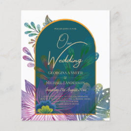 LeahG Grönt Lila Guld JEWEL TONES Wedding INVITE Flygblad