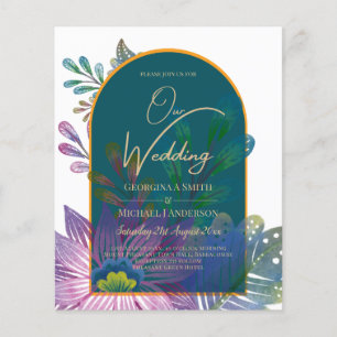 LeahG Grönt Lila Guld JEWEL TONES Wedding INVITE Flygblad