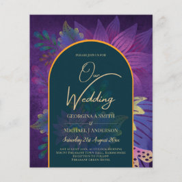 LeahG Grönt Lila Guld JEWEL TONES Wedding INVITE Flygblad