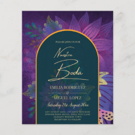 LeahG Grönt Lila Guld JEWEL TONES Wedding INVITE Flygblad