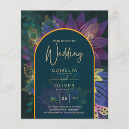 LeahG Grönt Lila Guld JEWEL TONES Wedding INVITE Flygblad