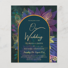 LeahG Grönt Lila Guld JEWEL TONES Wedding INVITE Flygblad