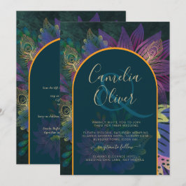 LeahG Grönt Lila Guld JEWEL TONES Wedding INVITE Inbjudningar