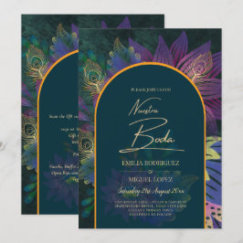 LeahG Grönt Lila Guld JEWEL TONES Wedding INVITE Inbjudningar