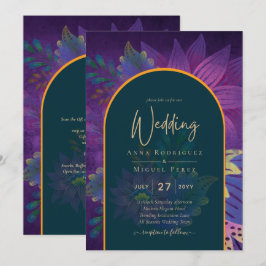 LeahG Grönt Lila Guld JEWEL TONES Wedding INVITE Inbjudningar