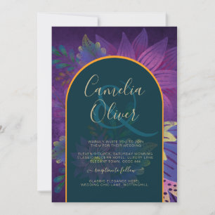 LeahG Grönt Lila Guld JEWEL TONES Wedding INVITE Inbjudningar