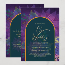 LeahG Grönt Lila Guld JEWEL TONES Wedding INVITE Inbjudningar