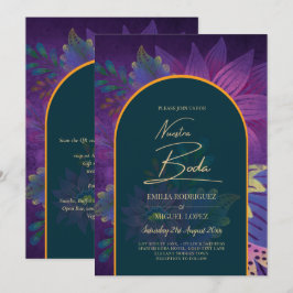 LeahG Grönt Lila Guld JEWEL TONES Wedding INVITE Inbjudningar