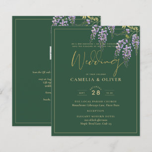 LeahG Grönt Lila Guld WISTERIA Wedding INVITE