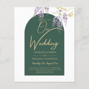 LeahG Grönt Lila Guld WISTERIA Wedding INVITE Flygblad