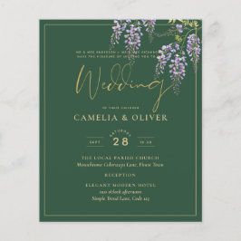LeahG Grönt Lila Guld WISTERIA Wedding INVITE Flygblad