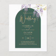LeahG Grönt Lila Guld WISTERIA Wedding INVITE