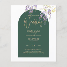 LeahG Grönt Lila Guld WISTERIA Wedding INVITE Flygblad