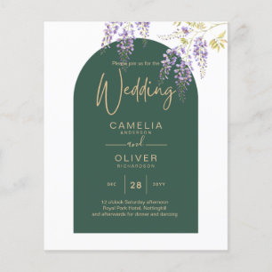 LeahG Grönt Lila Guld WISTERIA Wedding INVITE Flygblad