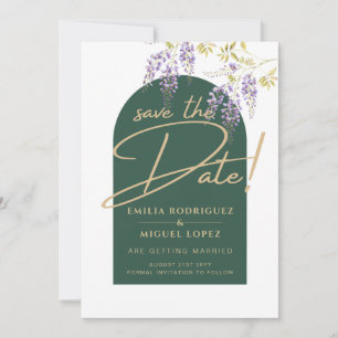 LeahG Grönt Lila Guld WISTERIA Wedding INVITE Inbjudningar