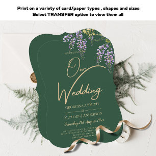 LeahG Grönt Lila WISTERIA Wedding INVITE Inbjudningar