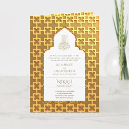 LeahG Guld White Islamic Bröllopsinbjudans Kort