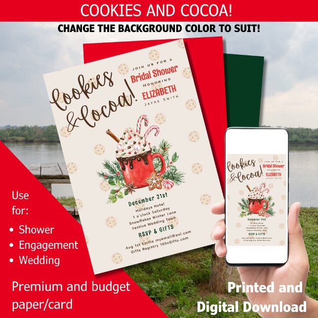 LeahG Hygge Cookies och Cocoa Winter Möhippa Inbjudningar (Skapare uppladdad)