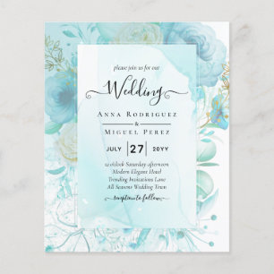 LeahG INK Havsglas Turkos Aqua Abstrakt INBJUDAN Flygblad