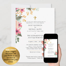 LeahG Katolsk Nuptial Mass Wildblommor Blommigt Inbjudningar