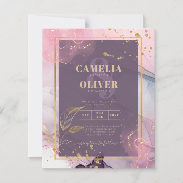 LeahG® Lavender BLÄCK Mauve Lila Guld Bröllop (Framsida)