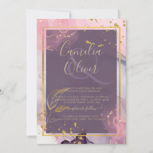 LeahG® Lavender BLÄCK Mauve Lila Guld Bröllop Inbjudningar